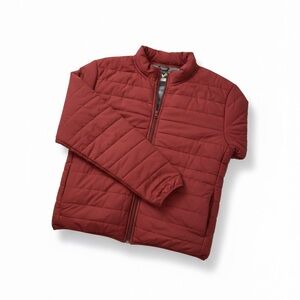 Quarter-Zip Puffer Jacket - Brick Red